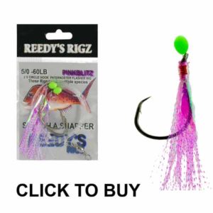 3x Snapper Rigs 5/0 187 Fishing Hook Rig Snell Tied 40Lb Running Big Bait  Red